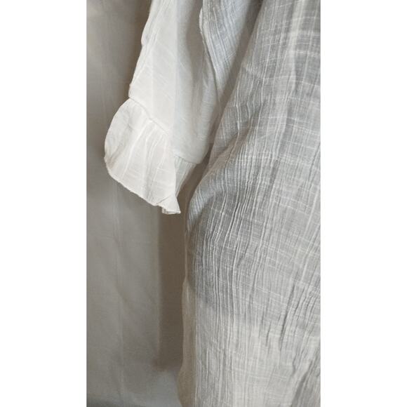 Ekouaer Swimsuit Coverup Women's Size XL White Ruffles V-neck Tie Back Sheer - Picture 3 of 7